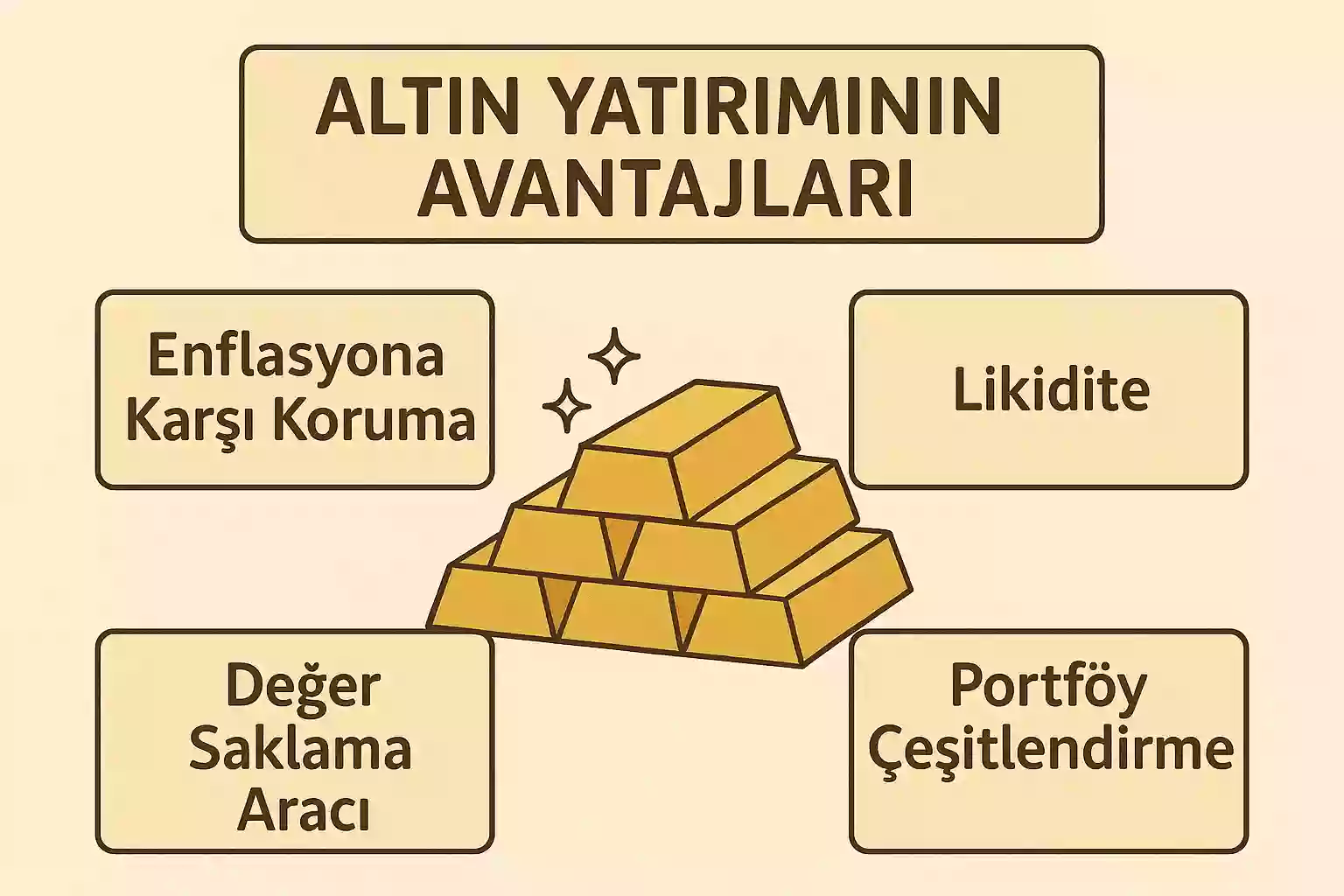 Altın Yatırımının Artıları Altın yatırımının avantajlarını gösteren tablo