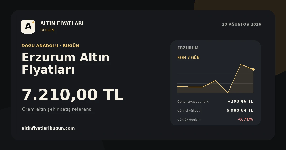Erzurum altın fiyatları 20 Ağustos 2026 günlük görseli