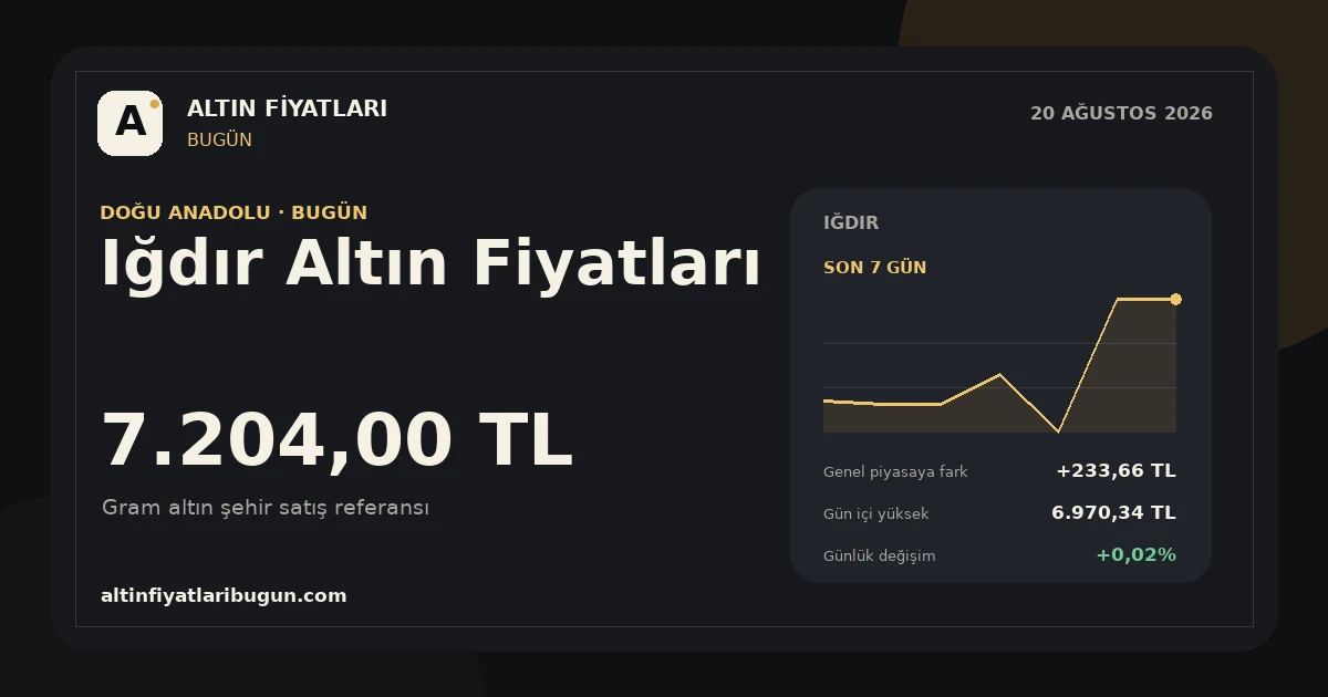 Iğdır altın fiyatları 20 Ağustos 2026 günlük görseli