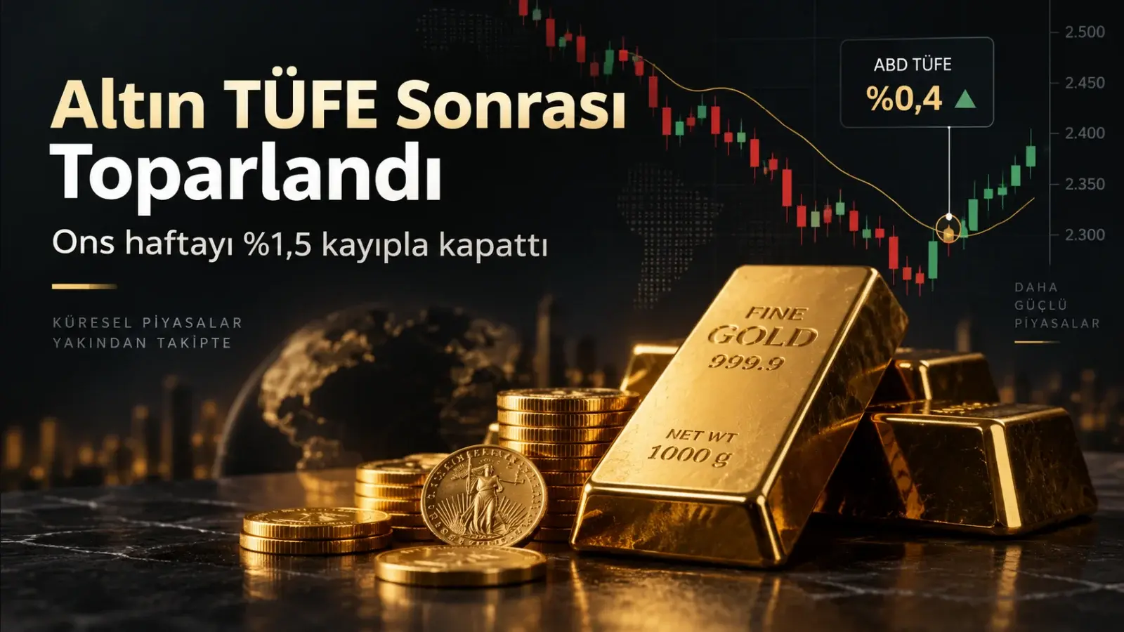 altın abd tüfe verisi sonrası yükselse de haftayı yüzde 1,5 kayıpla kapattı